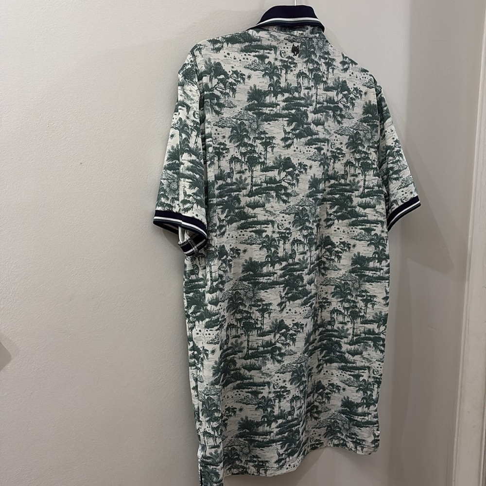 Greyson Green and White patterned golf polo - medium - Picture 8 of 8
